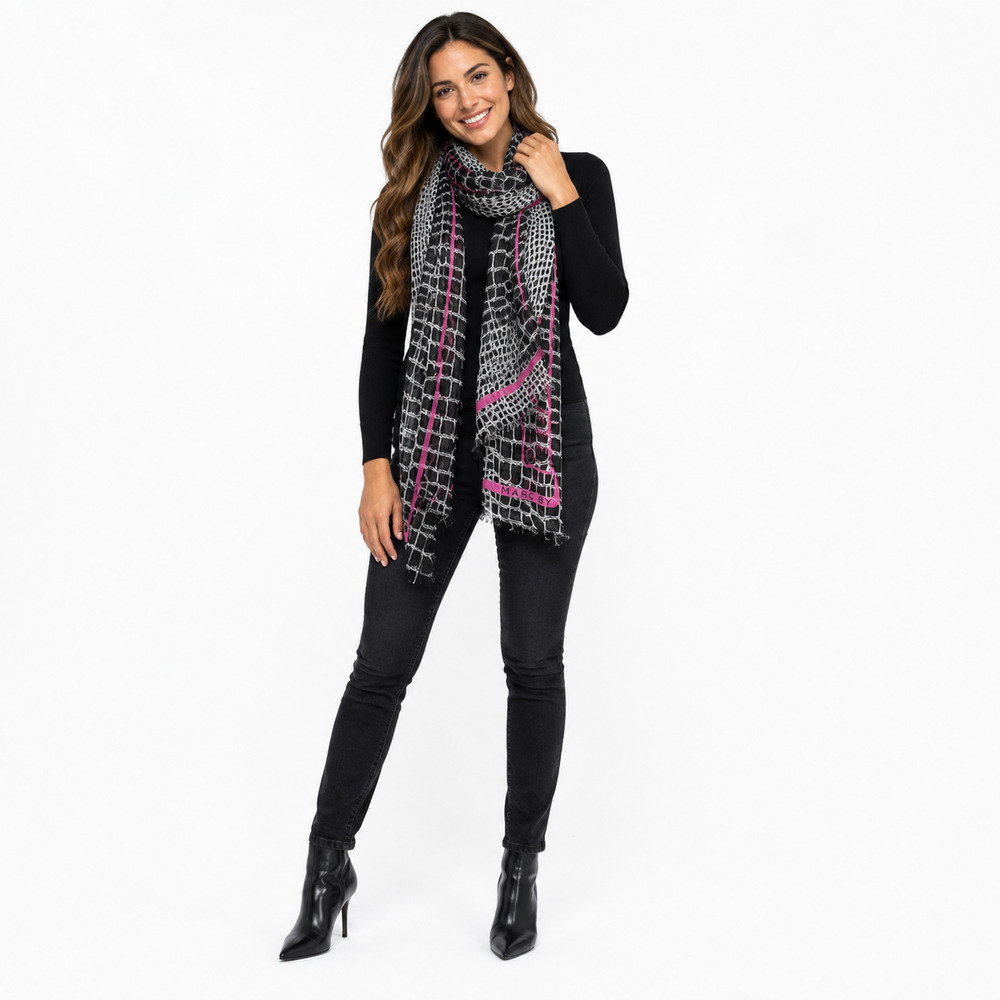 Marc by Marc Jacobs Womens Oversized Scarf Black Pink Croc Print Coquette Y2K